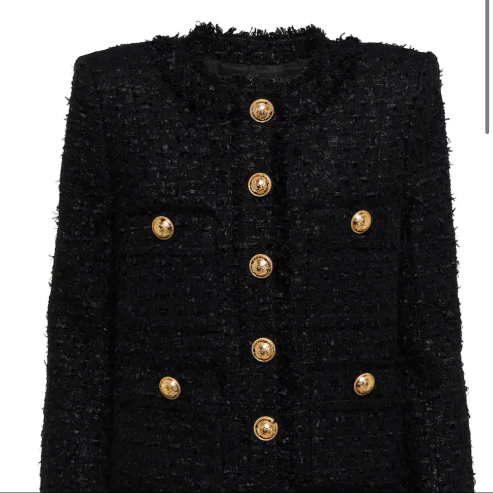Black Balmain Tweed Blazer